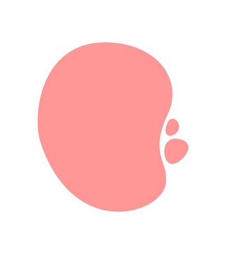 Abstract pink organic shape with fluid solid form in smooth flat style set. Irregular blob element as modern background and color accent. Soft solid set, trendy minimal design choice.
