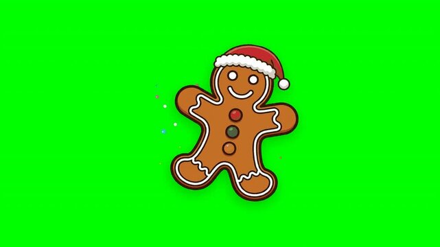 Gingerbread Man Cookie Dancing Animation on Green Screen 4K