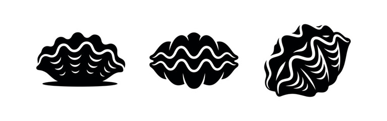 Giant Clam and Tridacna Shell Silhouette Icons © Lili