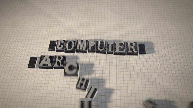 Computer architecture metal letterpress type blocks 3D animation