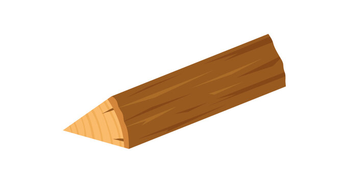 Flat brown timber split log sticker. Simple cartoon wood piece as chopped tree trunk with clean lumber texture. Rustic wooden block for firewood, carpentry label and nature product concept