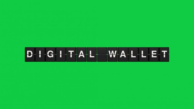 Digital wallet split flap display board green screen seamless loop