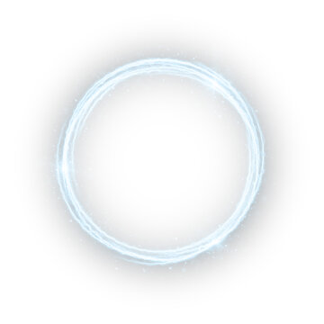 Radiant energy ring with soft electric glow and subtle sparkling light effects.