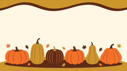 A delightful thanksgiving vector background featuring a charming arrangement of pumpkins perfect for seasonal greetings festive designs and autumn themed celebrations © Crafted Canvas