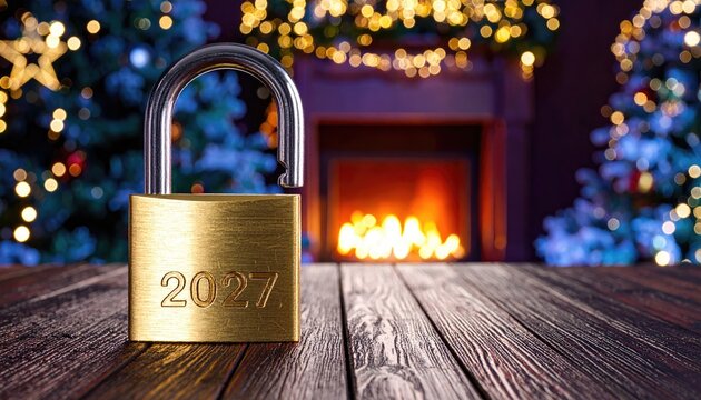 open padlock with 2027 text - new year concept