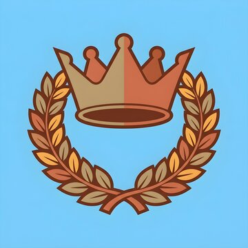 Terracotta Crown and Laurel Medallion Isolated on Background