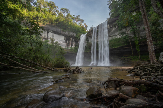 Majestic Huai Luang Waterfall and Rocky Pool in Ubon Ratchathani, Thailand