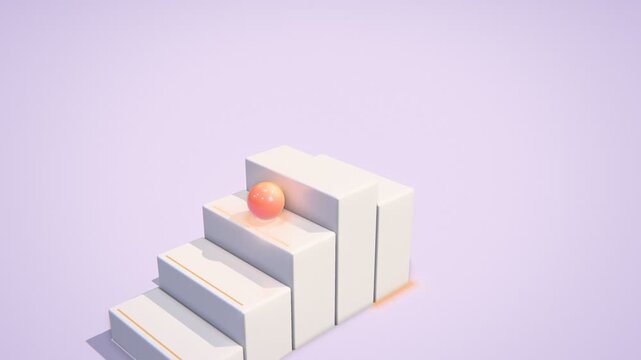 White Steps Rising as a Glossy Gradient Sphere Hops to the Top on a Glowing Ladder of Success Loop