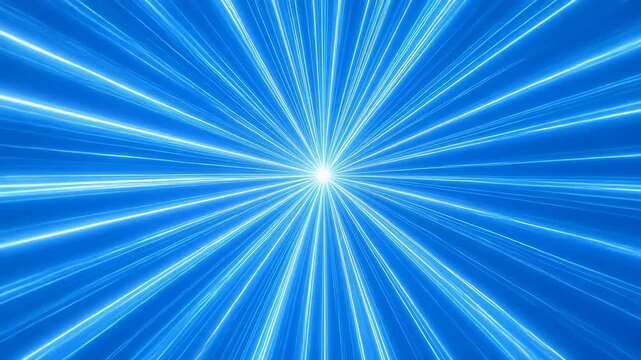 Abstract blue light rays radiating from a central bright point, creating a dynamic starburst effect with glowing digital streaks.