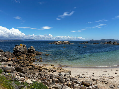 Scenic Atlantic Ocean Views from the Coastal Boardwalk in O Grove, Galicia