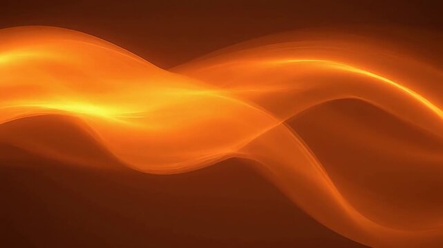 Abstract glowing orange wave flowing smoothly across a dark background with soft light gradients.