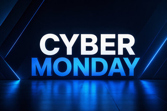 Cyber Monday Neon Blue Digital Shopping Sale Background