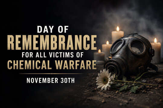 Day of Remembrance for All Victims of Chemical Warfare November 30th Gas Mask and Candles