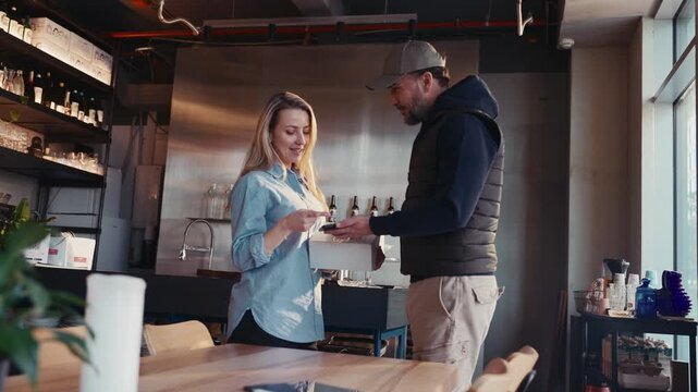Store worker preparing shipment for customer.