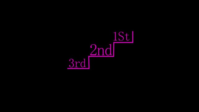 Animated podium steps with 1st, 2nd, 3rd place rankings and winner trophy