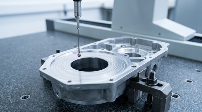 Probe verifies machined gear housing bore geometry