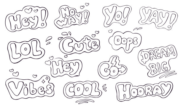 Hand drawn Speech Bubble Doodle Set on White