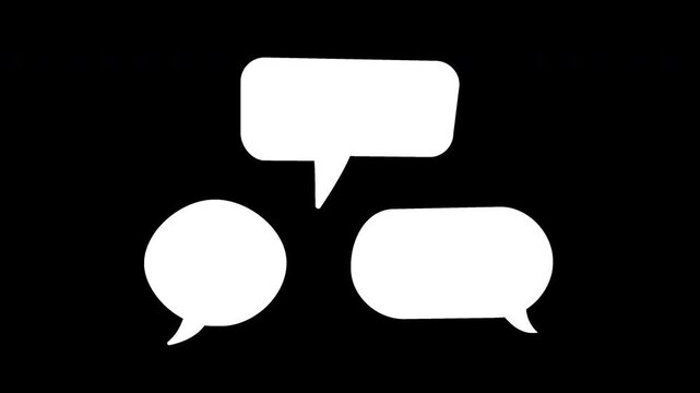 Speech bubbles animated hand drawn, expanding and shrinking with subtle shape variations on transparent background
