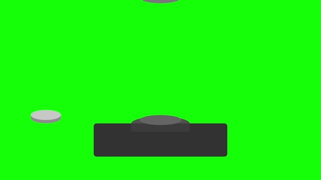 Industrial Piston Machine Pressing Gold Coins Manufacturing Green Screen Animation