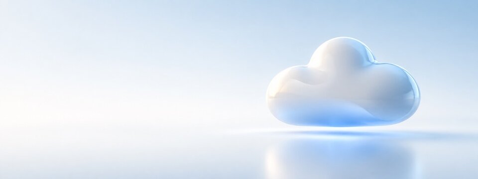 Sculptural white cloud form with a luminous blue underside