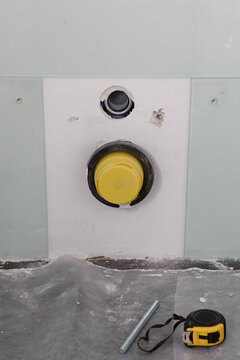 Wall hung toilet home repair indoors