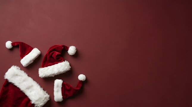 A festive and elegant christmas backdrop featuring white fluffy elements and a rich deep burgundy color scheme ideal for holiday season visuals