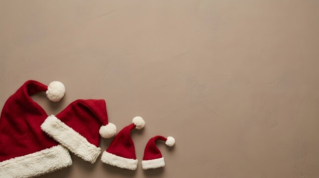 A festive and joyful christmas scene with santa hats perfect for holiday greetings and seasonal decorations