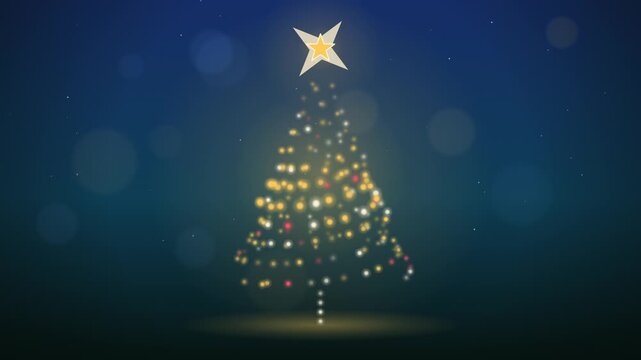 Christmas Tree Made of Twinkling Warm Light Dots Seamless Loop Background