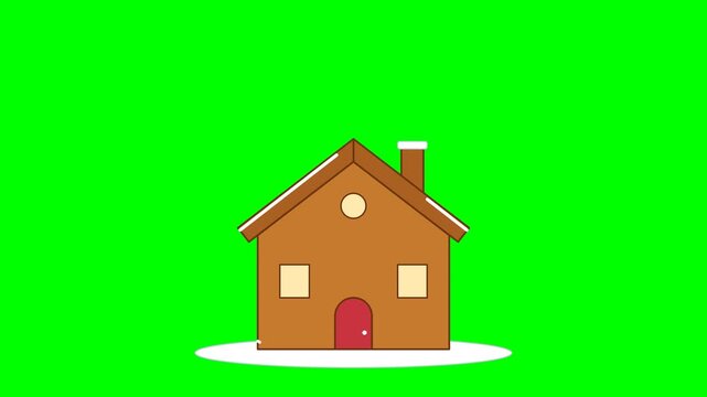 Gingerbread House Assembling Panel by Panel With Candy on Green Screen