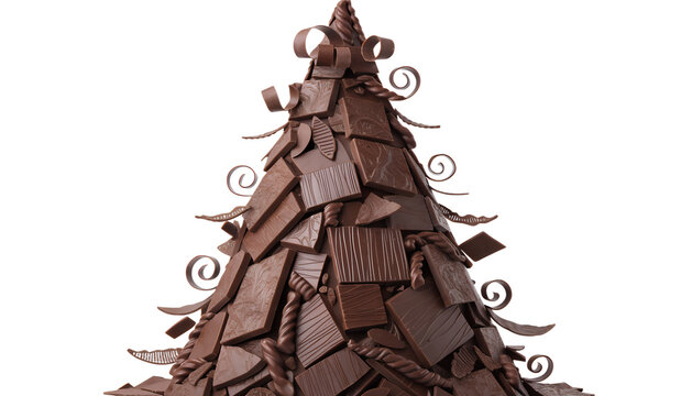 chocolate christmas tree isolated on transparent background