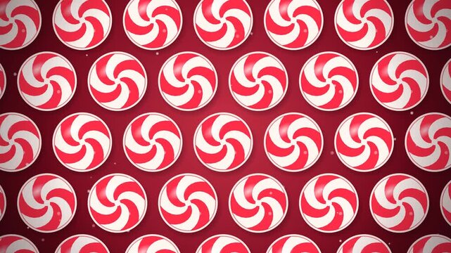 Red and White Peppermint Candy Swirl Seamless Loop Background
