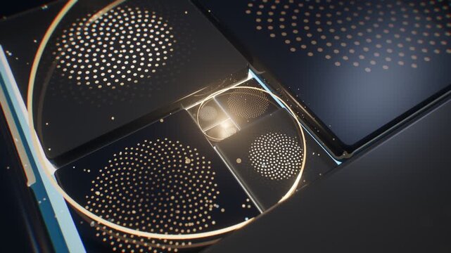 Fibonacci spiral and golden ratio 3D infinite zoom into glowing golden rectangles