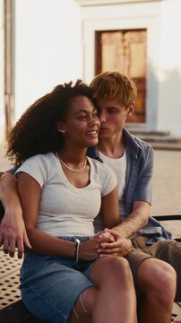 Young couple outside speding time together.