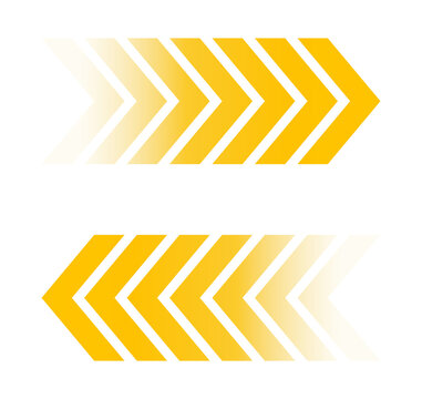 Yellow gradient chevron arrow pattern with fade effect pointing right and left both side for web ui design template, Transparent PNG.