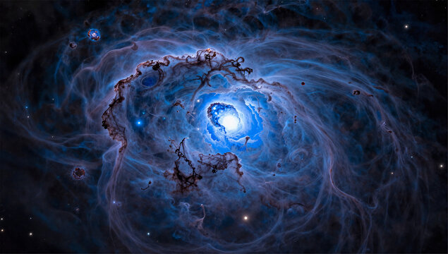 Deep Indigo Reflection Nebula Illuminating Dark Bok Globules