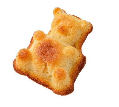 Golden bear-shaped bread roll baked for serving as a snack or breakfast food