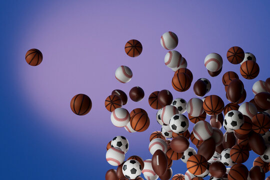 Scattered Sports Balls with Copy Space