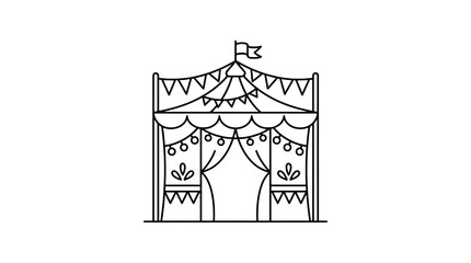 black and white line art of a circus tent © sandal