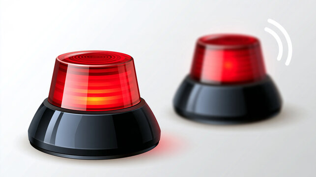 Vector icons of alarm flashers in red and black representing emergency alerts, warnings and security systems, for safety, security and emergency response designs, with copy space