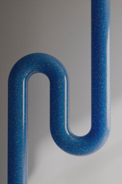 Blue Glitter Wavy Tube Sculpture