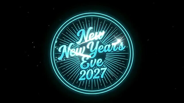 Neon badge glowing celebration animation, new year party motion graphic background
