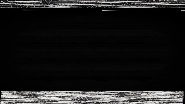 Video with static noise, glitch effects, scanlines and color distortion, representing television malfunction, digital error, corruption and signal loss