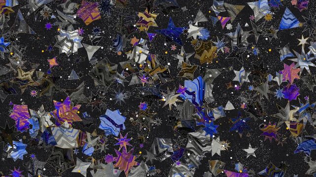 Marbled celestial gems drift through a starry obsidian space in an opulent 3D animation with liquid gold and smoky quartz veins, inspiring mystical prestige for luxury promos