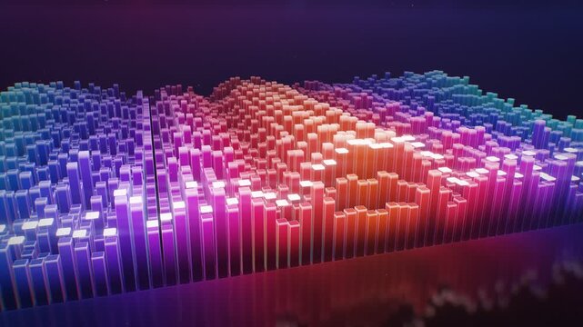 3D Audio Spectrum Bars Visualizer with Scrolling Waterfall Spectrogram and Neon Glow