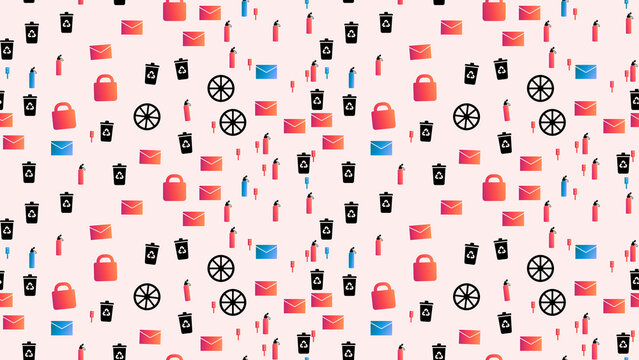 Seamless pattern of icons for communication and waste management