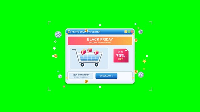 Black Friday Sale Banner Animation with Classic UI on Green Screen Background