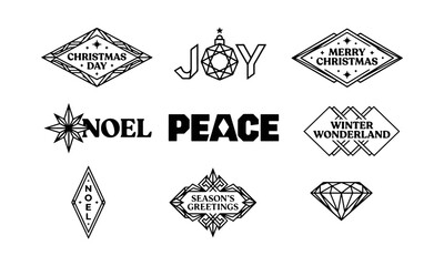 Christmas greetings and holiday icons in black and white © Prodip