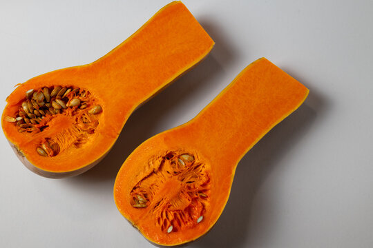 Fresh Cut Butternut Squash with Seeds