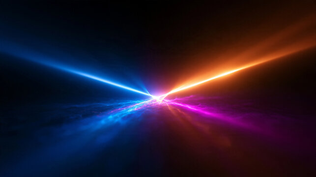 Two Glowing Light Beams Colliding with Energy Impact