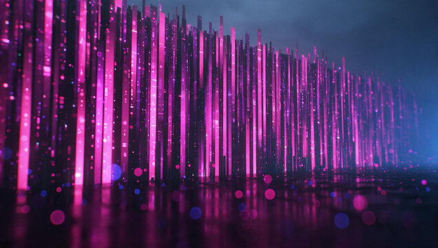 Futuristic Glowing Pink Digital Data Stream Abstract Background